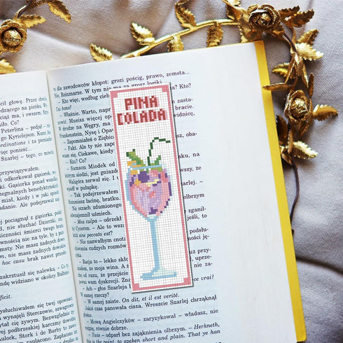 FREEBLOSS 22 * 8cm 6 Set Cross Stitch Bookmark Kits Plaid Cocktail Cross Stitch Patterns DIY Bookmarks Cross Stitch Kits Stamped Embroidery Bookma...