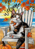 Welcome Fall Cat Beach Chair Decorative Garden Flag, Autumn Pet Coastal Maple Leaves Pumpkin Yard Outside Decorations, Thanksgiving Nautical Outdo...