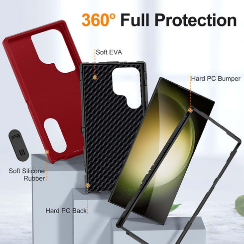 for Galaxy S24 Ultra Case S24 Ultra Case with Kickstand Case 3-Layer Military Grade Protective Case Cover Silicone Shockproof for Samsung Galaxy S...