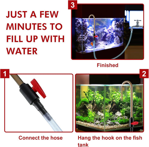 Dreyoo Aquarium Fish Tank Hook Water Changer, with Flow Switch, Quickly and Efficiently Helps Fill Your Water, Aquarium Vacuum Water Filler for Fi...
