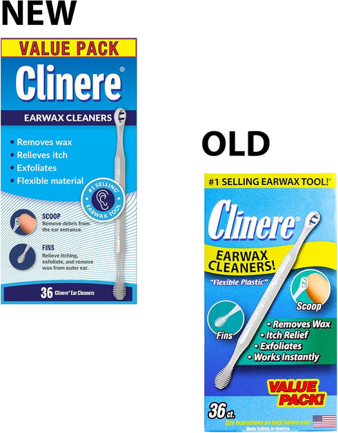 Clinere Ear Cleaners, Gentle Canal Cleaning and Ear Wax Removal Tool, Itch Relief, Exfoliates, 36 Count...