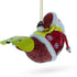 Santa Snowboarding Blown Glass Christmas Ornament...