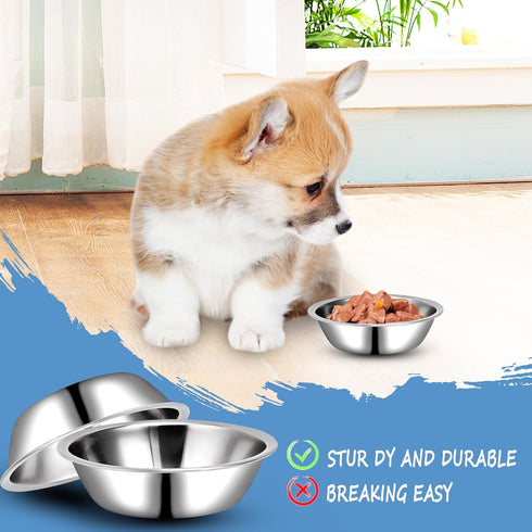 ChengFu Small Dog Food Bowls,Little DogFood Bowl,Puppy Dog Food Bowl, Made of Stainless Steel,can be Filled with Water or Dog Food Two Packs...