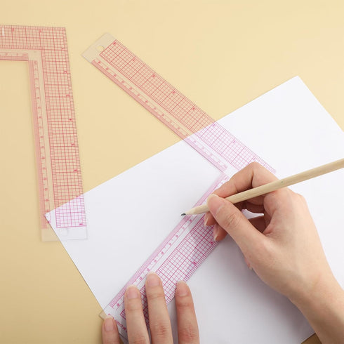 2 Pcs Plastic L-Square Shape Ruler French Curve Sewing Quilting Ruler Acrylic Ruler Professional Craft Tool for Tailor DIY Quilting Craft Tool Dra...