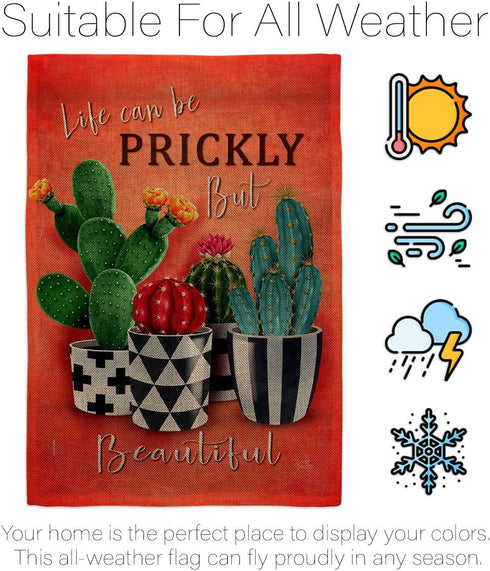 Breeze Decor Prickly But Beautiful Burlap Garden Flag Regional Southwest Desert Cactus Country Succulent Particular Area House Decoration Banner S...