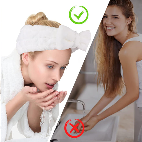 3 Pack Spa Headband and Wrist Washband Face Wash Set,Reusable Soft Makeup Headband Fleece Skincare Headbands for Washing Face Shower (Loose White)...