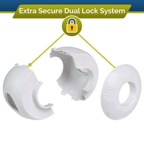 Child Safety Door Knob Cover (4 Pack) Hard-to-Remove Dual-Lock Door Handle Covers for Kids - Reusable Baby Proof Door Knob Locks - Installs Easily...