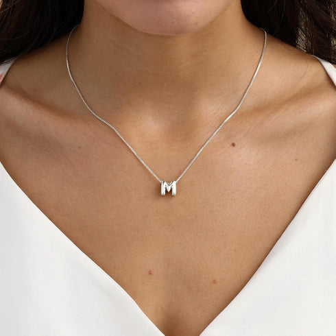 Bubble Initial Necklaces for Women Girls Silver Plated Letter Necklace Dainty Silver Name Necklace Personalized Initial Choker Pendant Necklaces f...