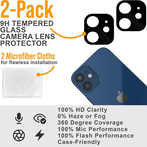 Scooch (5-in-1 iPhone 12 Mini Screen Protector (3-Pack) with Camera Lens Protector (2-Pack) Premium 9H Tempered Glass, Anti-Scratch, Anti-Fingerpr...