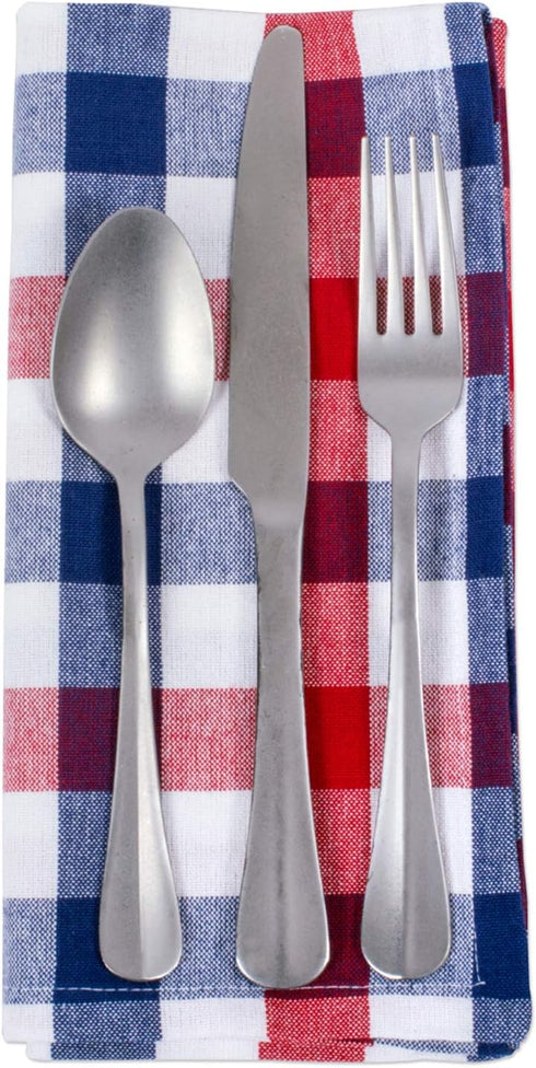 DII 4th of July Tabletop Collection, Napkin Set, Red, White & Blue Check, 6 Piece...