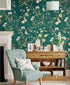 9452 Green Floral Peel and Stick Wallpaper Flower and Bird Removable Self Adhesive Contact Paper Vinyl Film Home Decoration and Furniture Renovati...