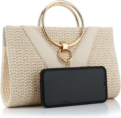 YYW Summer Beach Straw Evening Bag,Straw Clutch Purse Straw Handbag Shoulder Bag Top-handle Bag...