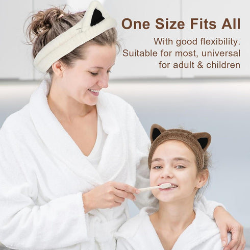 2 Pcs Cute Cat Skincare Headband for Washing Face Makeup Skincare, Animal Headbands for Women Girls Cute Stuff Gifts Soft Coral Fleece Facial Wash...