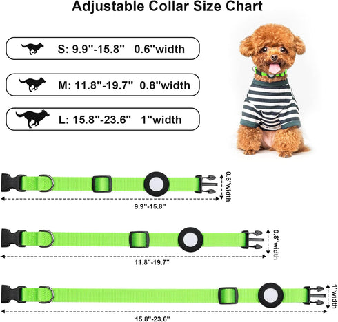 Compatible with Airtag Dog Collar, Adjustable Air Tag Dog Collar with Durable Quick Snap Buckle, Imitation Nylon Dog Collar with Waterproof Apple ...