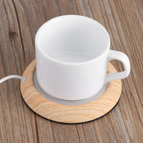 USB Wood Grain Cup Warmer with USB Cable Electric Cup Drink Plate Tea Mat Coffee Warmer Pad for Home Use(Wood Grain Gloss)...
