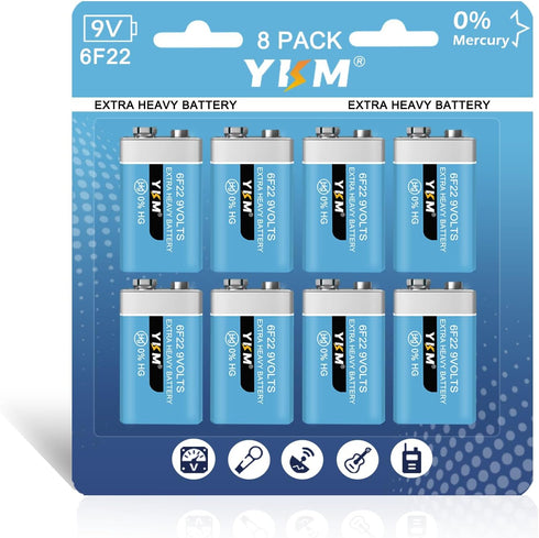 8 Pack 9V Batteries 9 Volt Battery for Smoke Detector Guitar Pedals Garage Door Opener Smoke Alarm Battery Long Lasting Leak Proof...