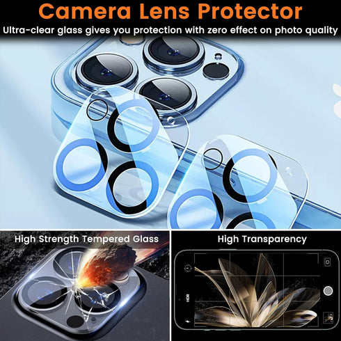 3+3 Pack Privacy Screen Protector for iPhone 13 Pro Max 6.7-Inch with 3 Pack Camera Lens Protector, Anti Spy Tempered Glass Film 9H Hardness Bubbl...
