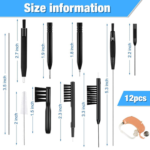 12 Pieces Hearing Aid Cleaning Tools Hearing Aid Cleaning Kit Hearing Aid Case Cleaner Kit with Wax Loop and Magnet Multi-functional Earphone Earb...