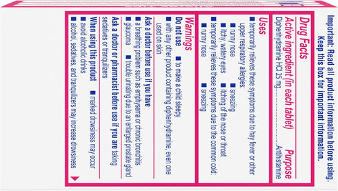 Benadryl Ultratabs Allergy Relief Medicine, 25 mg Diphenhydramine HCl Antihistamine Tablets For Relief of Cold & Allergy Symptoms Like Sneezing, R...