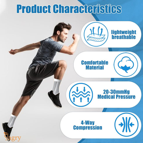 Neuropathy Socks, Plantar Fasciitis Compression Socks, 20-30 mmHg Ankle Compression Sleeve with Foot, Ankle, Arch Support for Plantar Fasciitis, H...