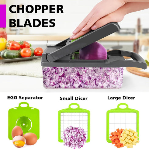 Vegetable Chopper, Pro Onion Chopper, Multifunctional 13 in 1 Food Chopper, Kitchen Vegetable Slicer Dicer Cutter,Veggie Chopper With 8 Blades,Car...