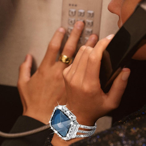 NewWays 2 in 1 Waterproof Bling Case 45mm for Apple Watch Screen Protector Series 9 8 7, Lace Full Glitter Diamond Rhinestone Bumper Face Cover fo...