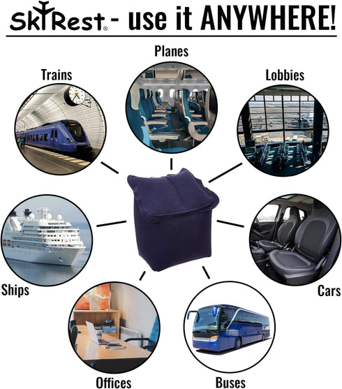 SkyRest® Inflatable Head Neck Rest Travel Pillow - Portable Patented Design Napping Pillows for Airplanes Buses Cars Office Trains Outdoor Camping...