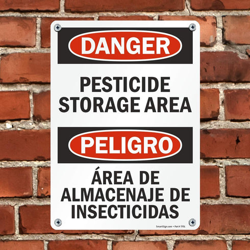 SmartSign "Danger - Pesticide Storage Area" Bilingual Sign | 10" x 14" Plastic...