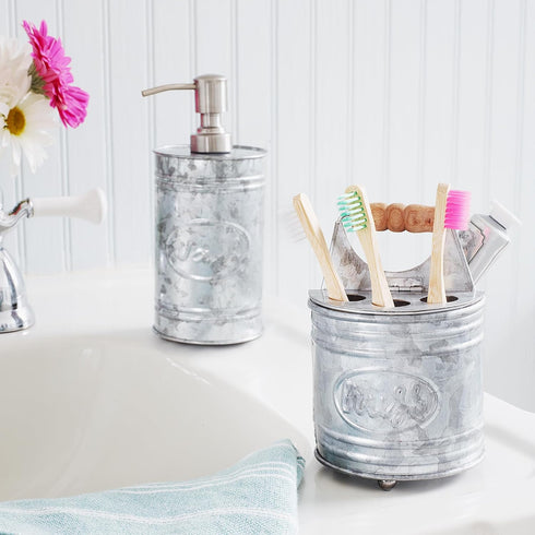 Autumn Alley Farmhouse Toothbrush Holders for Bathrooms - Rustic Galvanized Tooth Brush Holder - Farmhouse Bathroom Accessories Country Decor, Too...