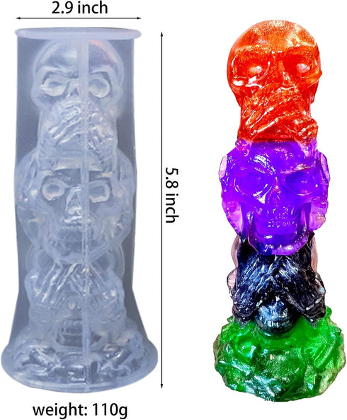 Halloween Skull Candle Molds, 3D Skull Skeleton Silicone Molds for DIY Epoxy Resin, Handmade Soap, Aromatherapy Candle Column, Casting Art Crafts,...