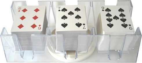 DNB Revolving Playing Card Tray - 9 Deck Plastic Rotating Canasta Card Holder...