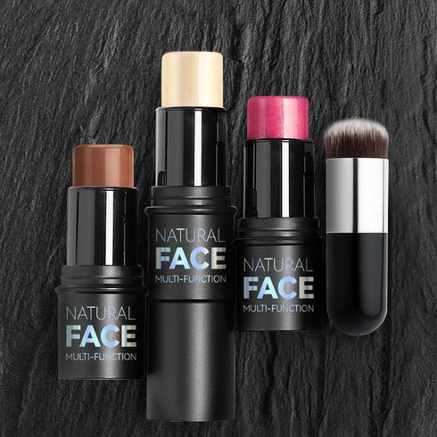 3Pcs Contour Highlighter Cream Blush Stick for Cheeks Eyes Lips Lightweight Dewy Finish Blush Stick Waterproof Long Lasting Contour Stick Trio Wan...