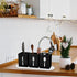 Kathfly 4 Pcs Silverware Caddy Utensil Holder for Countertop Silverware Organizer with Wood Tray Spoon Fork Holder for Kitchen Parties(Black)...