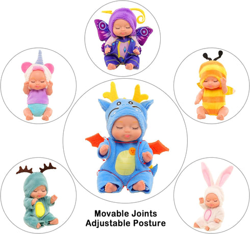 ENOCHT Baby Dolls, Mini Doll, Tiny Reborn Baby Dolls, 6 Pieces Baby Miniature Sleeping Dolls, Washable PVC Material, Realistic Movable Baby Doll, ...