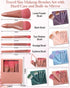 Travel Size Makeup Brushes Mini Set with Hard Case and Built-in Mirror, 5Pcs Small Cosmetic Brushes, On the Go Brush Travel Essentials kits for Wo...