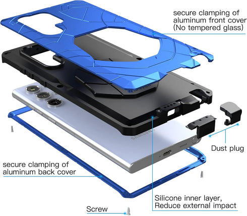 Foluu Galaxy S22 Ultra Case, Galaxy S22 Ultra Metal Phone Case, Aluminum Metal Shockproof Bumper Frame Case Soft Rubber Silicone Military Heavy Du...