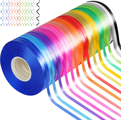 27 Roll Curling Ribbon, 3/16 Inch x 32.8 Yard Balloon String, 15 Colors Ribbons for Crafts, Balloon String Ribbon for Party, Festival, Florist Flo...