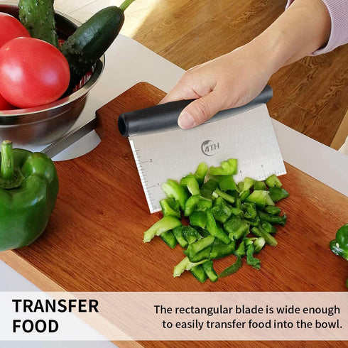 Stainless Steel Dough Bench Scraper & Chopper, Pastry Cutter for Kitchen (1 Pack, Black)...