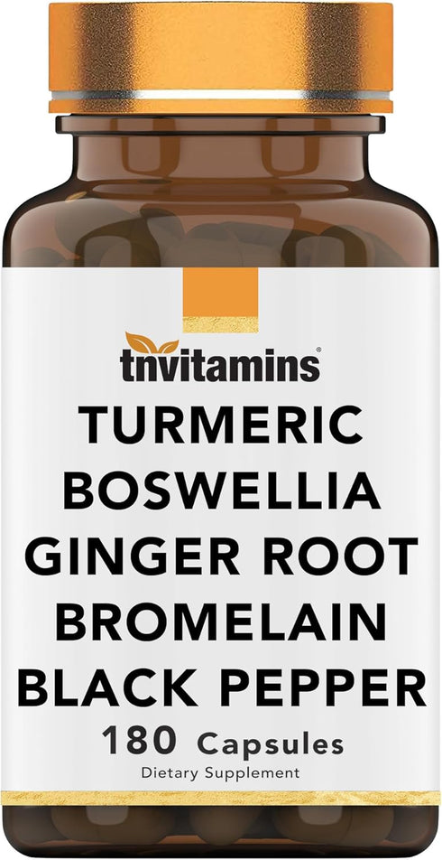 Turmeric & Boswellia Complex (180 Capsules) with Ginger Root, Bromelain, & Black Pepper Extract | Joint-Ease Formula: Powerful Joint Support Suppl...