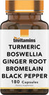 Turmeric & Boswellia Complex (180 Capsules) with Ginger Root, Bromelain, & Black Pepper Extract | Joint-Ease Formula: Powerful Joint Support Suppl...