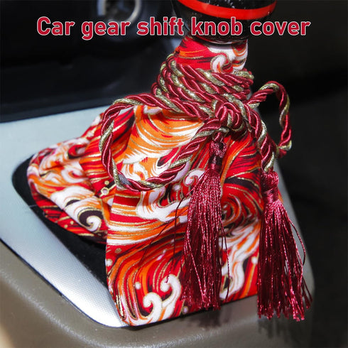 Car Shift Boot Cover, Stitch Ancient Japanese Antiquity Element Shift Knob Boot, Japanese Style Shifter Shift Knob Dust Cover, Universal Car Acces...