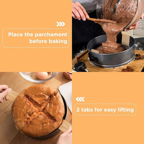 GeeRic 100 Pcs Baking Parchment Paper, 9 inch Round Cake Pan Liner with Lift Tab, Non-Stick Precut Baking Parchment for Baking Cookies, Bread (Unb...