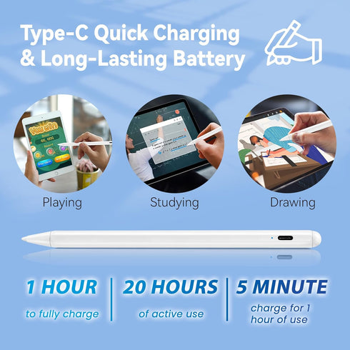 iPad Pro 11" Stylus Pencil,1.5mm Replaceable Pom Palm Rejection Tip Active Pen Compatible with Apple Magnetic Pencil for iPad Pro 11 Inch Stylus o...