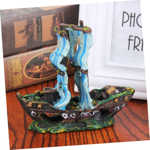 Housoutil Aquarium Submarine Ornaments Pirate Fish Tank Scenery Decoration Desk Topper Tabletop Pirate Decor Aquarium Boat Wreck Aquarium Decorati...