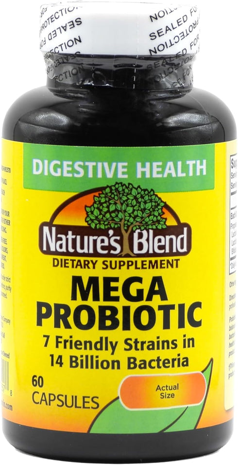 Natures Blend Mega Probiotic Capsules, 60 Count Per Bottle...