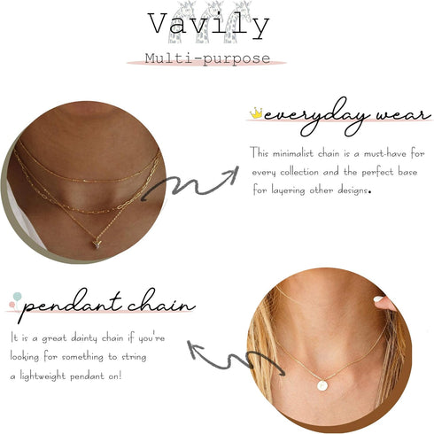 Dainty Thin Chain Choker Necklace for Women 14k Plated Gold Minimalist Short Chain Necklaces Jewelry Gift...
