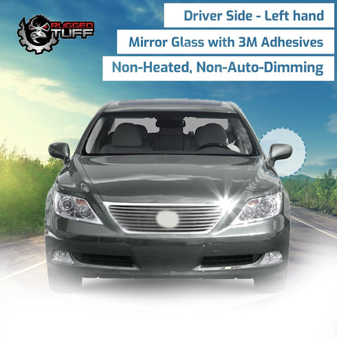 exactafit 8124L Driver Side Mirror Glass Replacement Repair Compatible With 2007-2012 Lexus LS460, 2008-2012 Lexus LS600H...