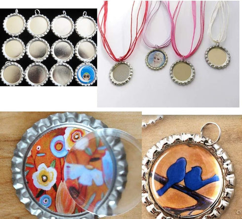 100 Pieces Flattened Bottle caps Double sided, Wholesale Bottle Caps Caps With Split Ring, Silver Bottle Caps Crafts Pendants, Necklaces, Jewelry...