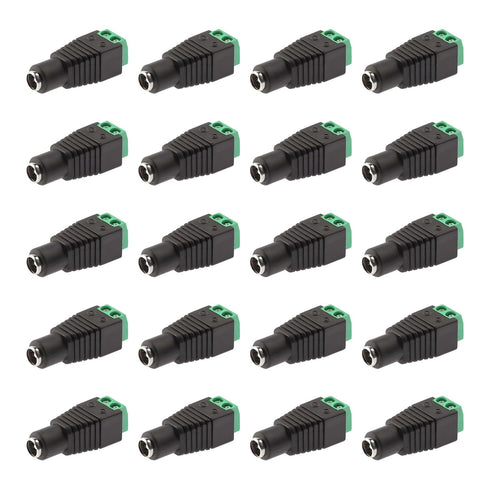 20Pcs Female 12V DC Power Connector 5.5mm x 2.1mm,20 x Female Power Jack Plug Barrel Adapter,DC Power Connector for Led Light Strip CCTV Security ...