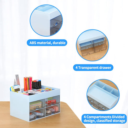 LETURE Desk Organizer Office Desktop Organizer with Drawer, Desk Top Accessories Stationary Organizer Desk Caddy, Pen/Pencil/Business Card/Sticky ...